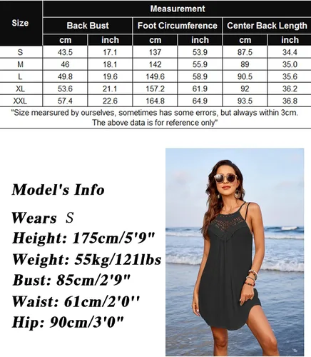 Vista 4 de AOLRO Traje de baño para mujer, vestido de ganchillo con espalda cruzada, cuello halter, salida de baño