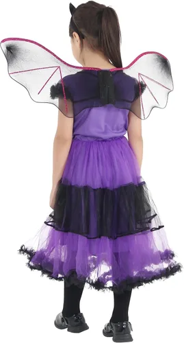 Vista 3 de EOZY Disfraz de murciélago para niñas, disfraz de vampiro de Halloween, disfraz de cosplay para niños