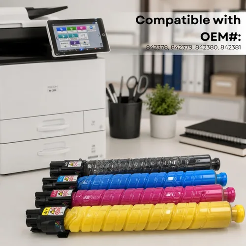 Vista 3 de Toner Pros Juego de cartuchos de tóner compatibles con IM C300 para impresoras láser IM C300 OEM 842378 842379 842380 842381 Paquete de 4 CMYK
