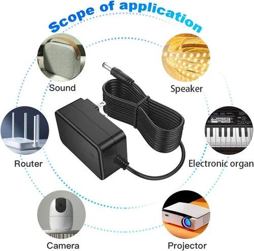 Vista 3 de Fuente de alimentación de 6 V CC, adaptador de CA de 2 A con cable de alimentación de 10 pies, 100-240 V, 50-60 Hz, CA a CC, 6 voltios, 2000 mA