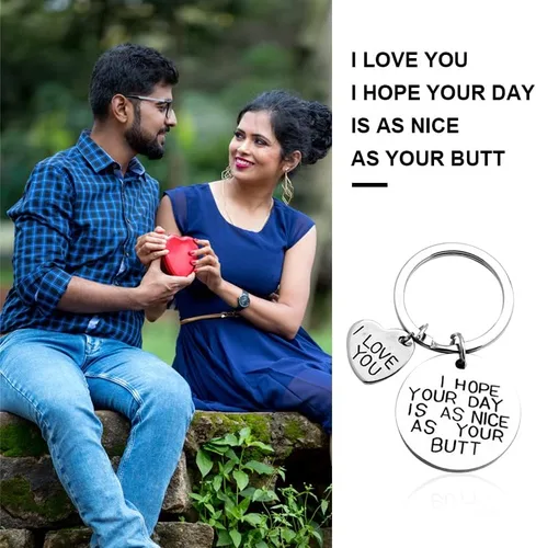 Vista 6 de Llavero con texto en inglés I Hope Your Day Is As Nice As Your But, regalo para novio, novia, esposa, marido, regalo, Metal, S