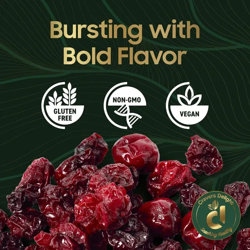 Vista 5 de Cravers Delight Cerezas secas endulzadas – Frutas secas sin hueso de cereza ácida, bajo azúcar añadido, ideal para hornear, mezclar y coberturas
