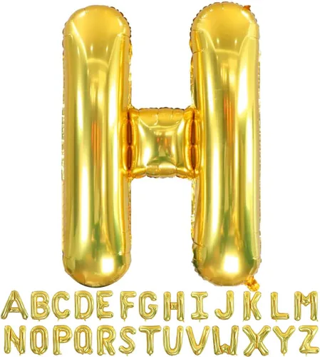 Vista 17 de Globos dorados de la letra A de 40 pulgadas, globos grandes del alfabeto A, helio dorado, de papel de aluminio de mylar, para decoración