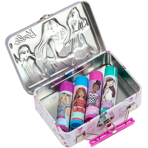 Vista 6 de Barbie – Townley Girl - Bálsamo labial a base de plantas de 4 paquetes con estuche de hojalata, juego de cosméticos de maquillaje para niños