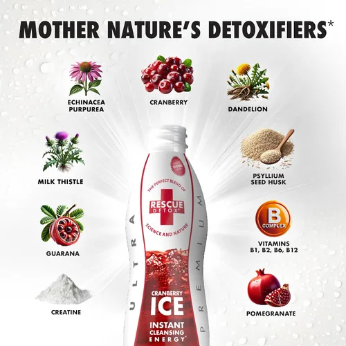 Vista 5 de Rescue Detox ICE - Sabor a arándano - 32oz - Máxima fuerza