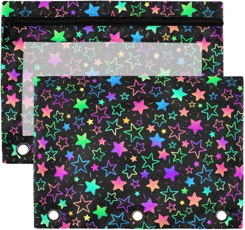 Vista 17 de Estuche para lápices para carpeta de 3 anillos de fútbol americano con cremallera, bolsas de cosméticos transparentes para oficina, universidad