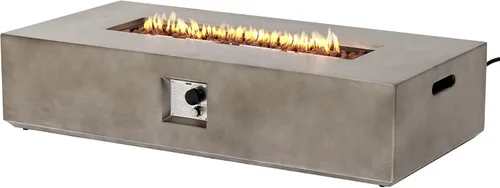 Vista 24 de SUNBURY Mesa de fuego de propano para exteriores de 35 pulgadas, mesa de fuego gris para patio de 50,000 BTU, mesa de fuego cuadrada de gas