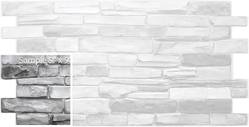 Vista 23 de Dundee Deco Paneles de pared 3D de piedra sintética de PVC marrón, 3.2 pies x 2.1 pies (98cm x 63cm), paquete de 10, decoración de paneles de pared