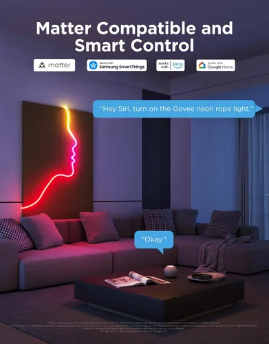 Vista 3 de Govee RGBIC Luces de Neón, Luz de Cuerda de Neón LED Inteligente 2 Funciona con Matter, Alexa, Google Assistant, Luces de Tira de Neón DIY