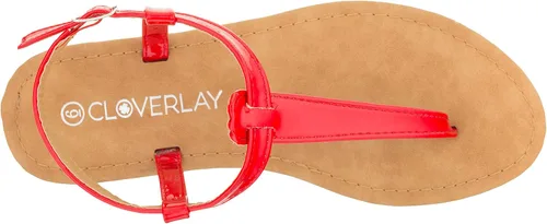Vista 3 de CLOVERLAY Sandalias planas brillantes con correa en T para mujer