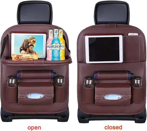 Vista 4 de Organizador de asiento trasero de automóvil, organizadores de asiento trasero de automóvil y almacenamiento con soporte para tableta, protectores