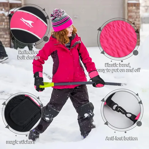 Vista 5 de Achiou Guantes de esquí para niños, guantes de nieve impermeables de invierno para niños, guantes de snowboard cálidos para pantalla táctil