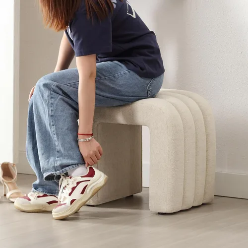 Vista 2 de Taburete otomano multifuncional, reposapiés para sofá, taburete de tocador moderno para sala de maquillaje, sala de estar y entrada, taburete