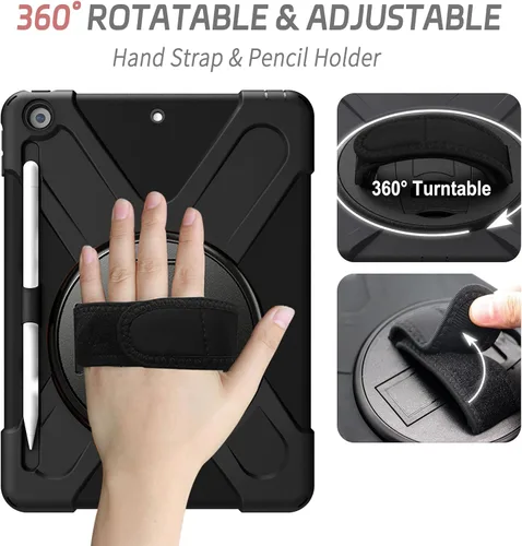 Vista 3 de ZenRich Funda a prueba de golpes para iPad de 9ª/8ª/7ª generación de 10.2 pulgadas 2021/2020/2019, Funda resistente de servicio pesado con soporte