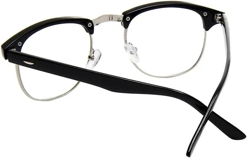 Vista 3 de Shiratori Nuevas gafas de moda vintage de medio marco semi sin montura con lentes transparentes