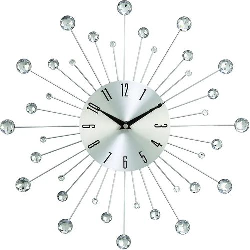 Vista 8 de Deco 79 Reloj de pared de metal Starburst con detalles de cristal, 15" x 1" x 15", cobre