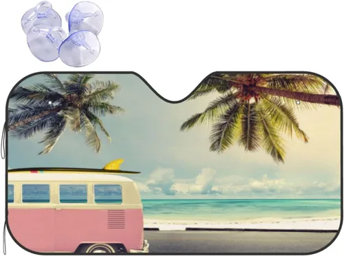 Vista 7 de Parasol plegable para parabrisas de automóvil de playa, visera solar para ventana delantera, cubierta de protección solar para automóvil, camión