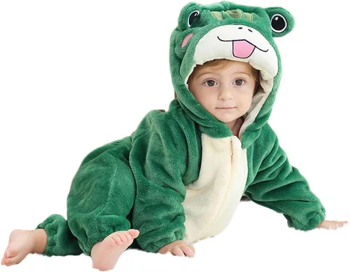 Vista 25 de Mameluco unisex de franela para bebé, disfraz de animal con capucha de dibujos animados