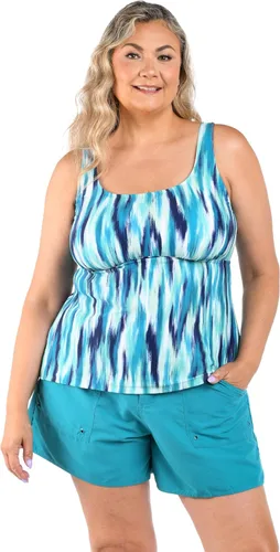 Vista 9 de Maxine of Hollywood Traje de baño tankini con cuello redondo para mujer Negro/ Mosaico de puntos