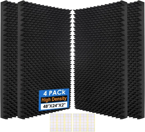 Vista 8 de Paquete de 2 Paneles Acústicos, 48X24X2 Pulgadas Paneles de Pared de Espuma Tipo Caja de Huevos Insonorizantes, paneles de espuma a prueba de sonido