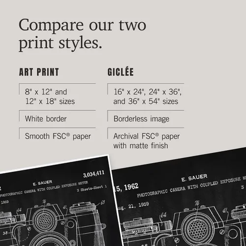 Vista 6 de Lantern Press Blackboard Patent, Camera with Exposure Meter (12x18 Art Print, Travel Poster Wall Decor)