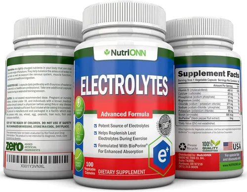Vista 6 de Electrolitos – 100 cápsulas naturales de reemplazo de electrolitos – Píldoras aptas para dieta cetogénica premium – Sin azúcar – Ideal