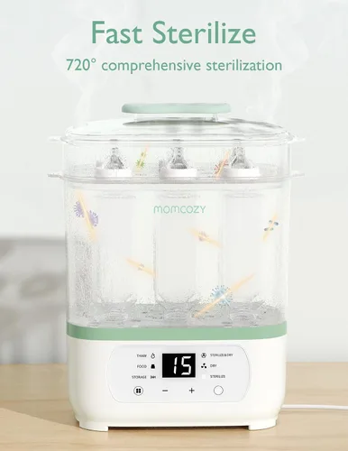 Vista 2 de Momcozy Esterilizador y secadora de biberones, esterilizador eléctrico de biberones de vapor 8 en 1 para biberones, artículos para bebés