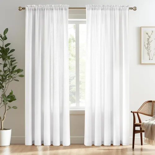 Vista 56 de Melodieux Cortinas de Niveles Semitraslúcidas Negras de 24 Pulgadas de Largo para Cocina, Cafetería, Dormitorio, Ventanas Pequeñas, Aspecto de Lino