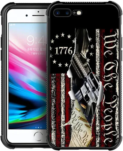 Vista 11 de DJSOK Funda compatible con iPhone 7/8 Plus, diseño con patrón de parachoques trasero, esquinas reforzadas antiarañazos, caver de TPU suave, fundas