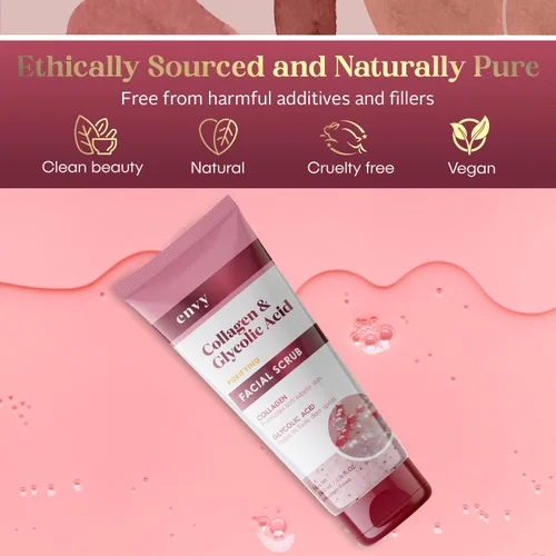 Vista 6 de Envy Exfoliante facial con colágeno y ácido glicólico, antienvejecimiento, suavizante y mejora las manchas oscuras, exfoliante suave, probado por
