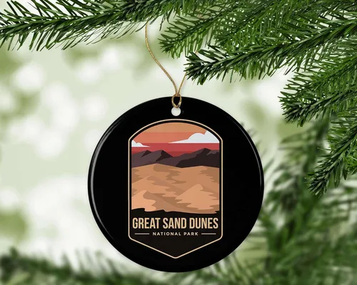 Vista 2 de Adorno de Parque Nacional Great Sand Dunes – Gran regalo de parque nacional de dunas de arena – Adorno de Navidad de grandes dunas de arena
