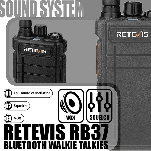 Vista 5 de Retevis RB37 Radios comerciales bidireccionales Bluetooth con auriculares
