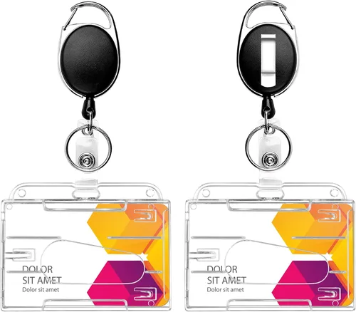 Vista 8 de Teskyer Paquete de 2 soportes retráctiles, carrete de tarjetas de identificación resistente con capacidad de carga de 6.7 onzas, soportes rígidos
