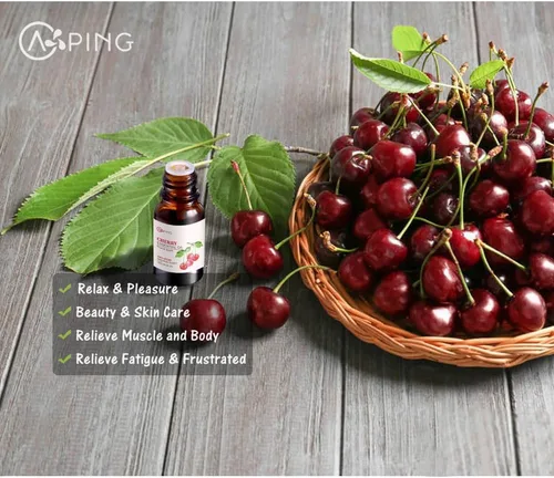 Vista 2 de Aceites esenciales de manzana y cereza, aceites vegetales naturales 100% puros y orgánicos para difusor, aroma, spa, masaje, yoga, perfume, 2 x 0.3