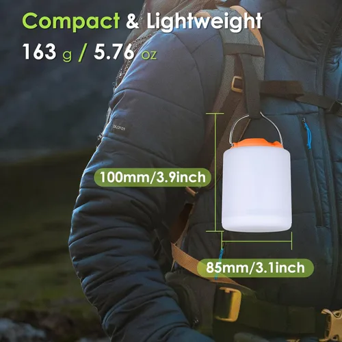 Vista 6 de BOBKID Linterna de camping LED, luz de camping recargable, linternas de 4 modos para exteriores con 1000LM, linterna de campamento portátil