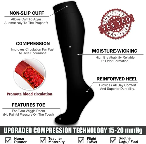 Vista 82 de Bluemaple 6 Pack Copper Compression Socks for Women and Men Circulation-Best Support for Medical, Running,Nursing,Athletic