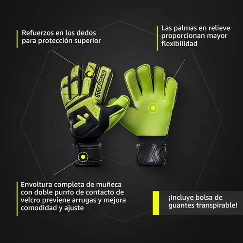 Vista 6 de Storelli Gladiator 3 GK Gloves High-Impact Hand Protection with Removable Finger Spines, Premium Hand Grip for Soccer Goalies