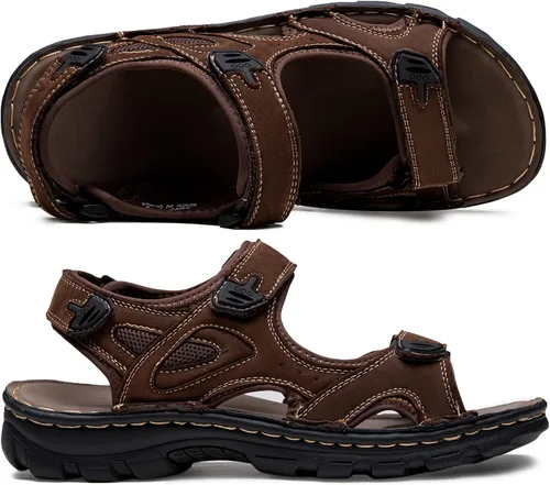 Vista 4 de Jousen Sandalias de hombre con soporte de arco casual de cuero genuino para verano al aire libre playa pescador sandalias para hombres