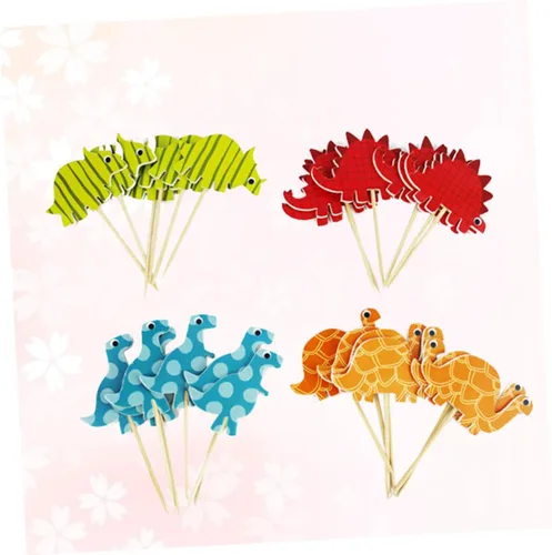 Vista 2 de 96pcs Dinosaur Cake Toppers and Birthday Cake Inserts for ’ Party Decorations