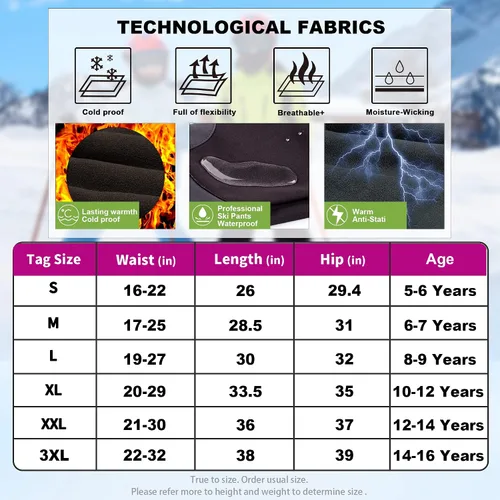 Vista 7 de Yinson Pantalones de nieve para niños, pantalones de esquí y senderismo para niños y niñas, impermeables, resistentes al viento