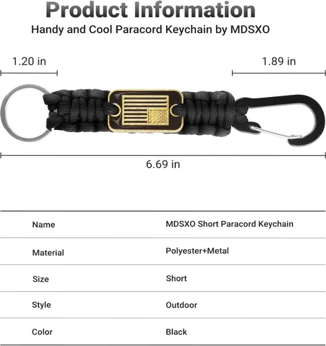 Vista 2 de 2 piezas de cordón elegante y duradero para llaves - Cordón de cuello resistente de paracord con diseño de bandera de EE. UU. para billeteras