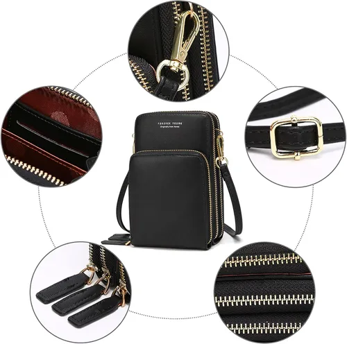 Vista 5 de Bolso chico en bandolera de mujer para celular minicartera tarjetera monedero de manohombro