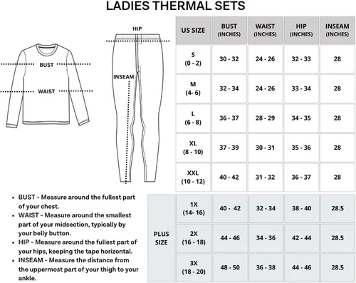 Vista 5 de Real Essentials 4 piezas conjunto de ropa interior térmica para mujer, ropa interior térmica para mujer, con forro polar, parte superior e inferior