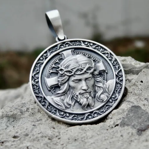 Vista 2 de Jesus Christ Pendant Sterling Silver 925 Religious Handmade Jewelry