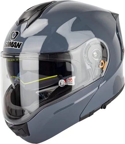 Vista 11 de Casco modular de motocicleta abatible de doble visera para hombre, aprobado por puntos 965