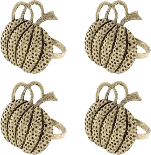 Vista 7 de Jolitee Juego de cuatro servilleteros dorados de hoja de ginkgo – Elegante metal pesado, accesorio de mesa versátil para bodas, vacaciones y uso