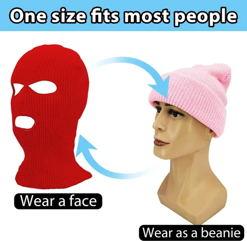 Vista 4 de Camlinbo 4 Pack 3 Hole Full Face Cover Ski Mask Double Thermal Knitted Ski Face Mask for Winter Outdoor Sports Men Women