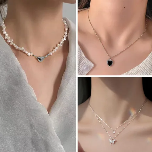 Vista 3 de IFKM 36 PCS Silver Plated Jewelry Set with 3 PCS Necklace 12 PCS Bracelet 7 PCS Ear Cuffs Earring 14 Pcs Knuckle Rings for Women Girls Valentine