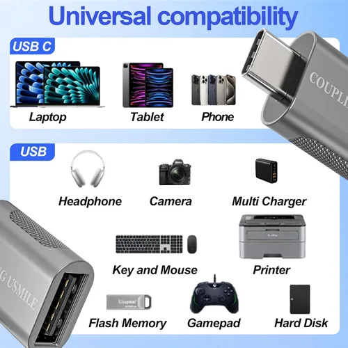 Vista 11 de Paquete de 4 adaptadores USB C a USB, adaptador tipo C a USB 3.0 de alta velocidad de 10 Gbps con OTG, compatible con MacBook/iPhone 17/16/15/14