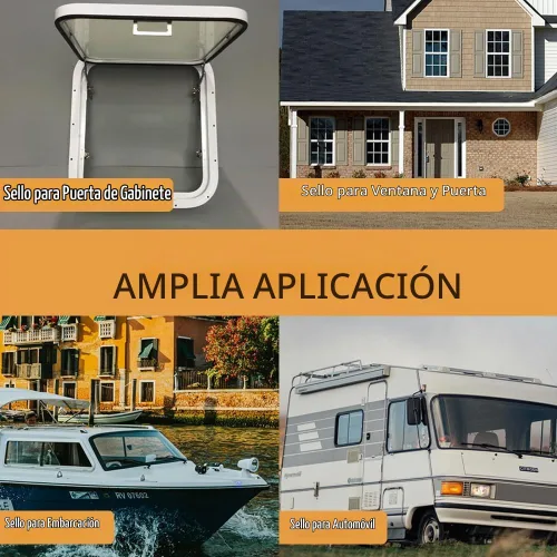 Vista 8 de Tira de sello de goma de espuma en forma de E, junta de goma EPDM para automóvil, barco, puerta de garaje, junta de repuesto de puerta